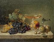 nuts and a glass on a marble ledge Johann Wilhelm Preyer